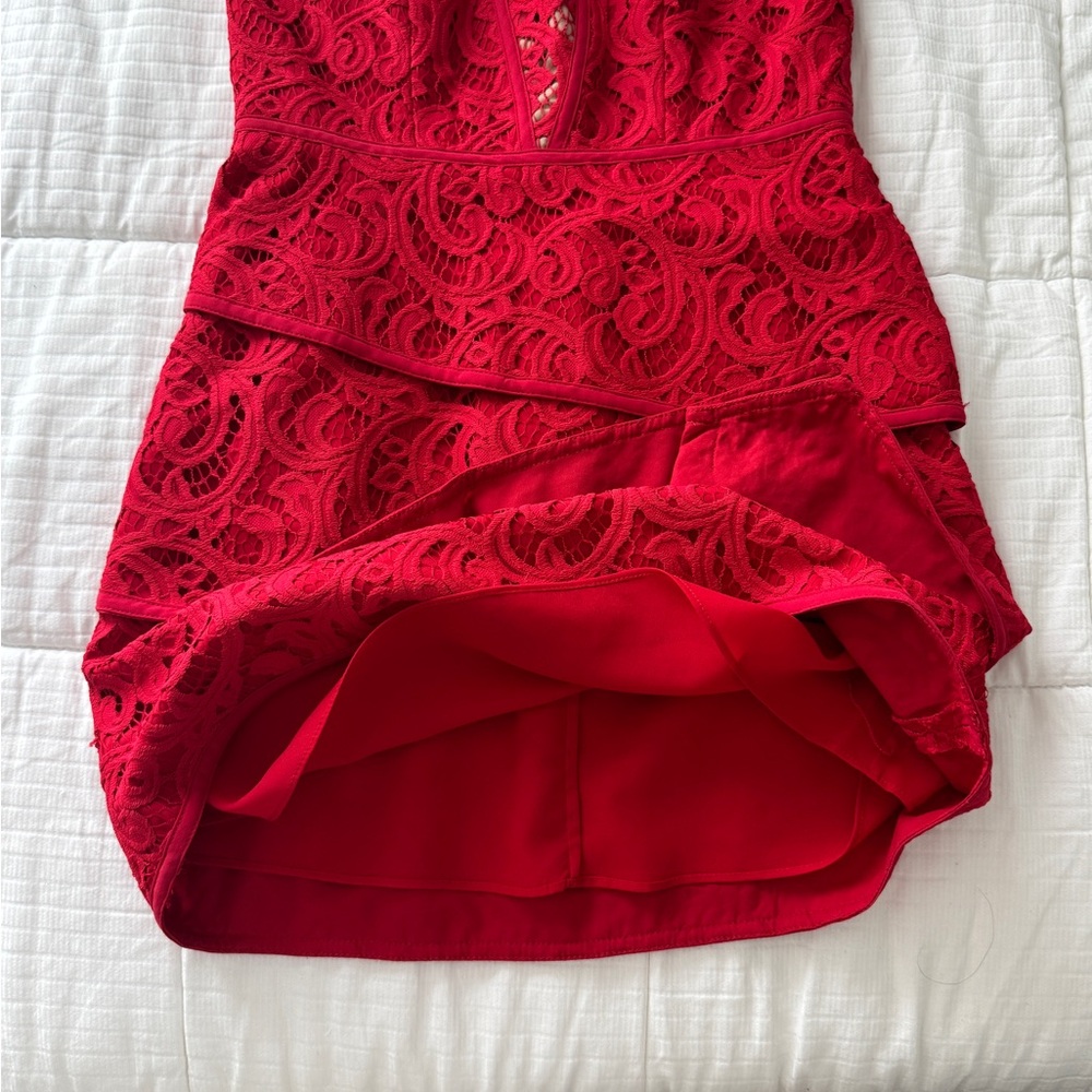 BCBG sleeveless red lace mini holiday dress - Picture 4 of 9